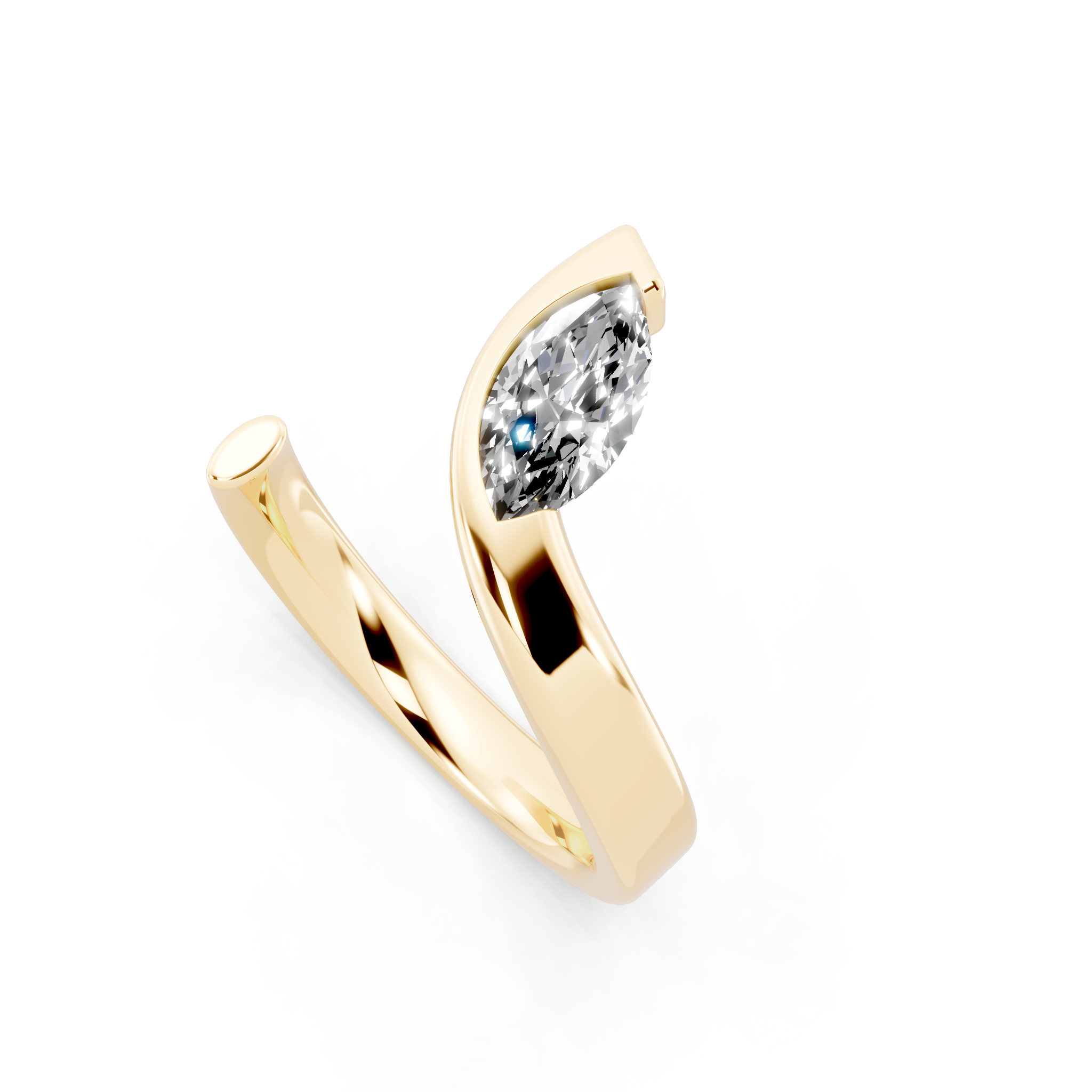 Luxury Marquise Cut Ring in Gold with Contemporary Open Design