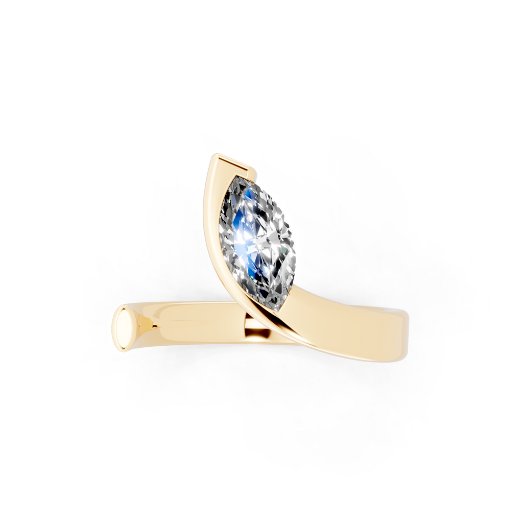 Luxury Marquise Cut Ring in Gold with Contemporary Open Design