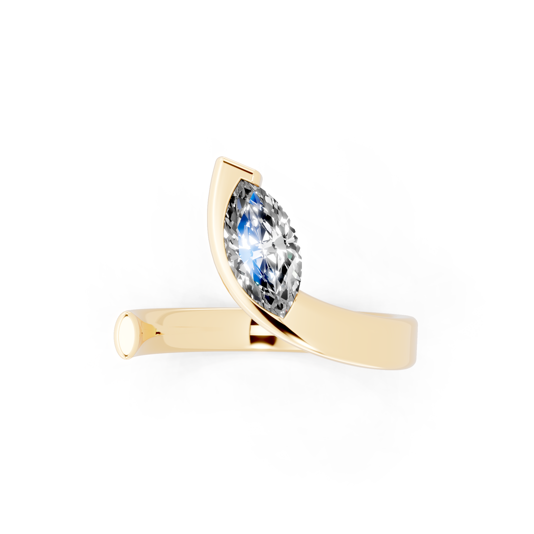 Luxury Marquise Cut Ring in Gold with Contemporary Open Design