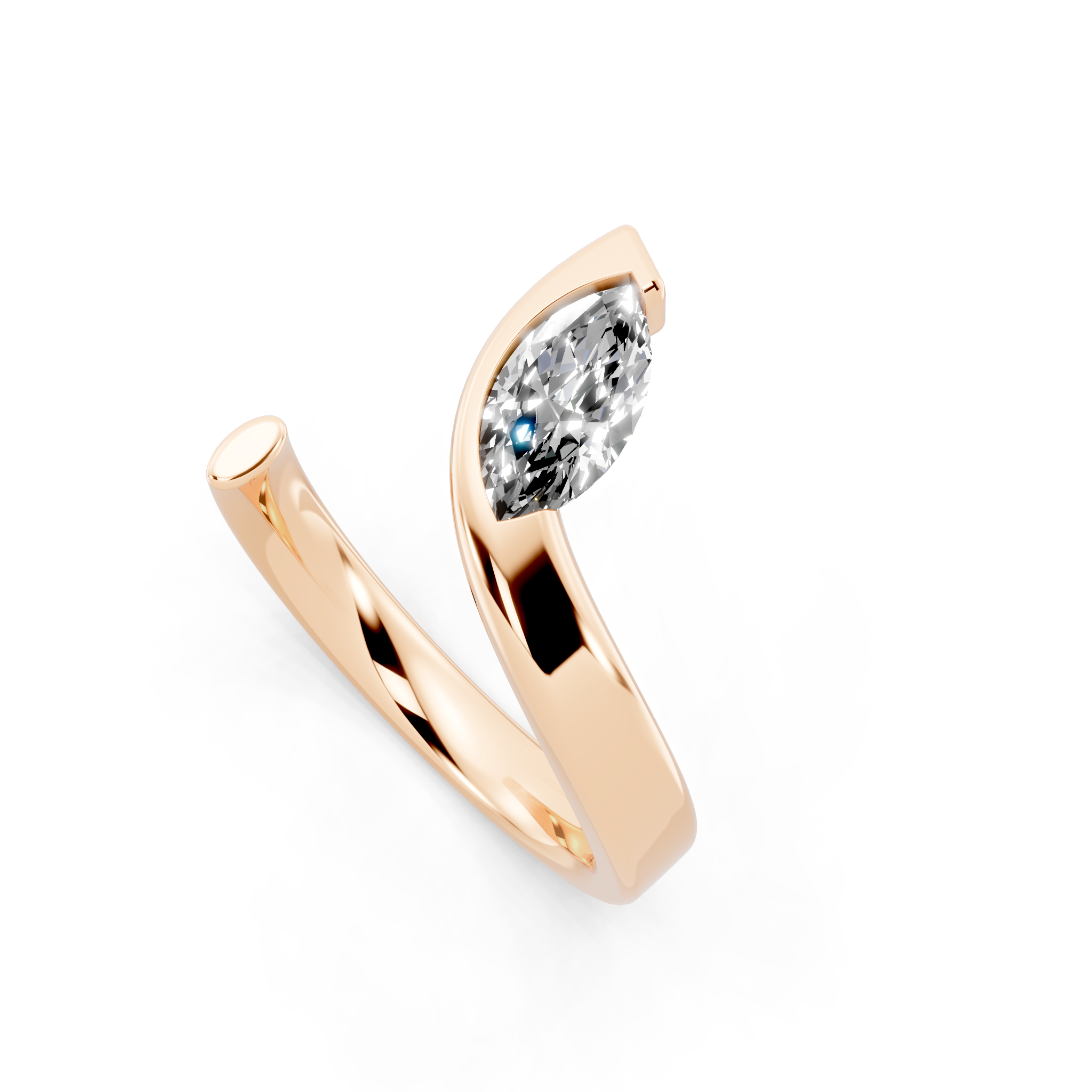 Luxury Marquise Cut Ring in Gold with Contemporary Open Design