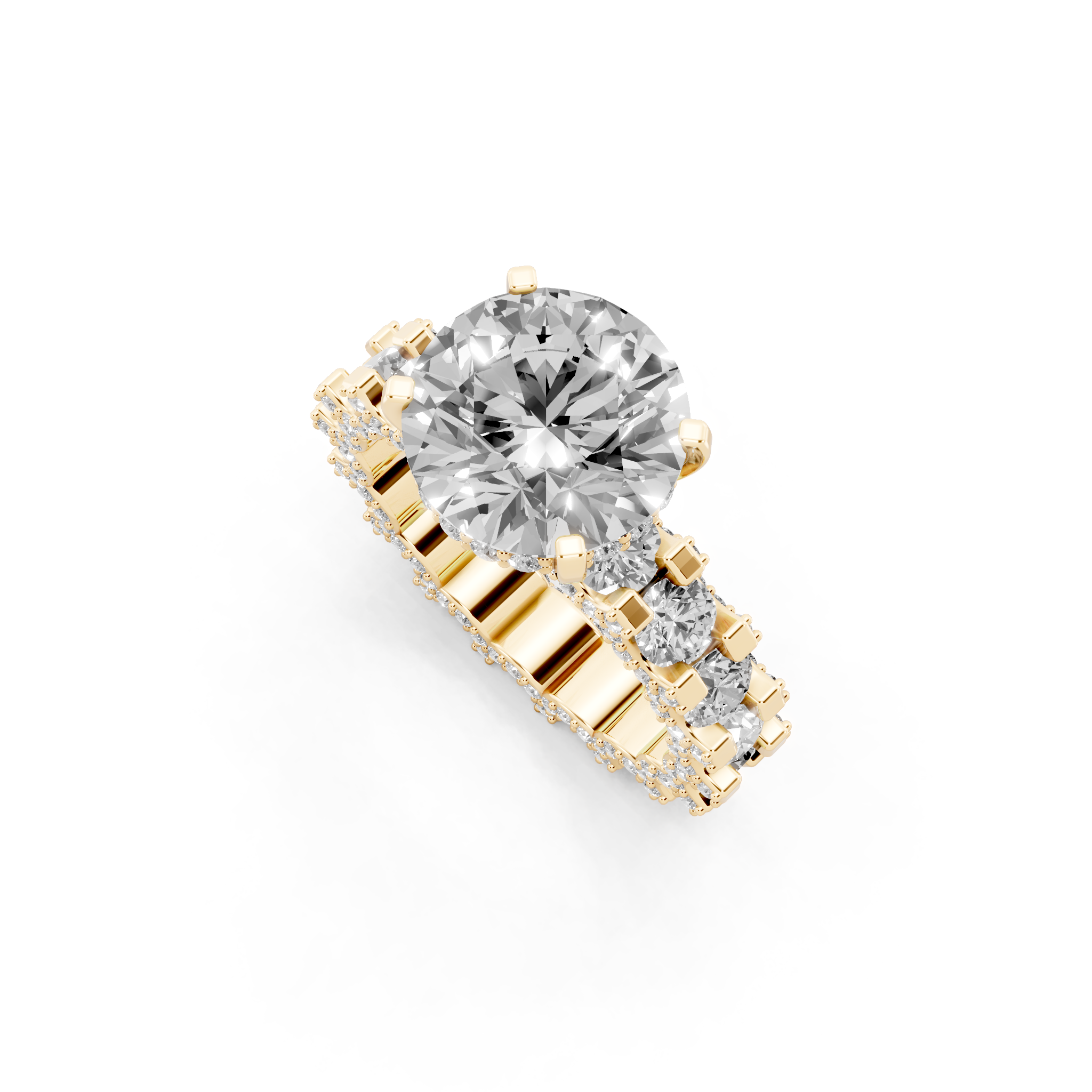 Aurelle Round Lab Grown Diamond Ring in Yellow, White, Rose Gold Tone