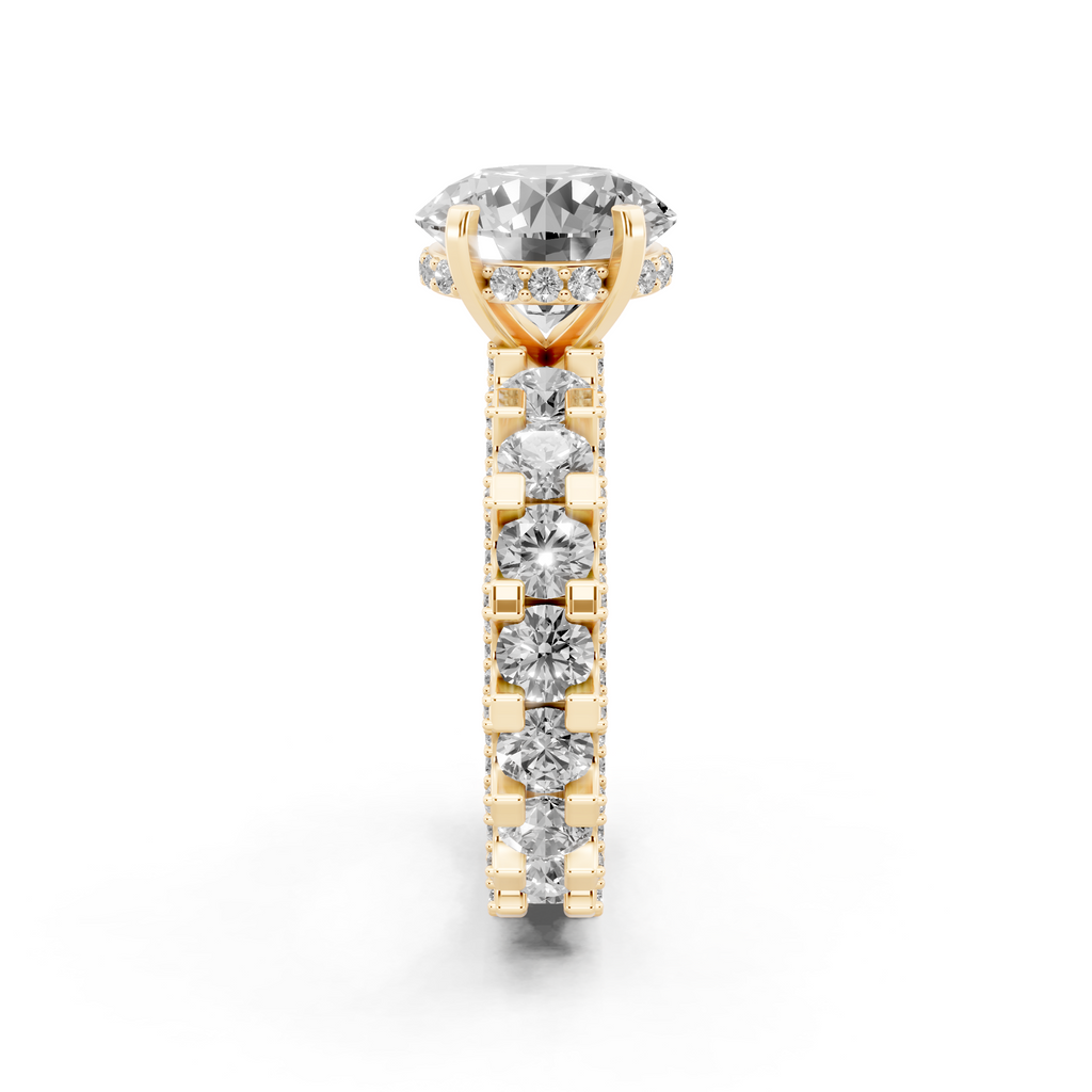 Aurelle Round Lab Grown Diamond Ring in Yellow, White, Rose Gold Tone