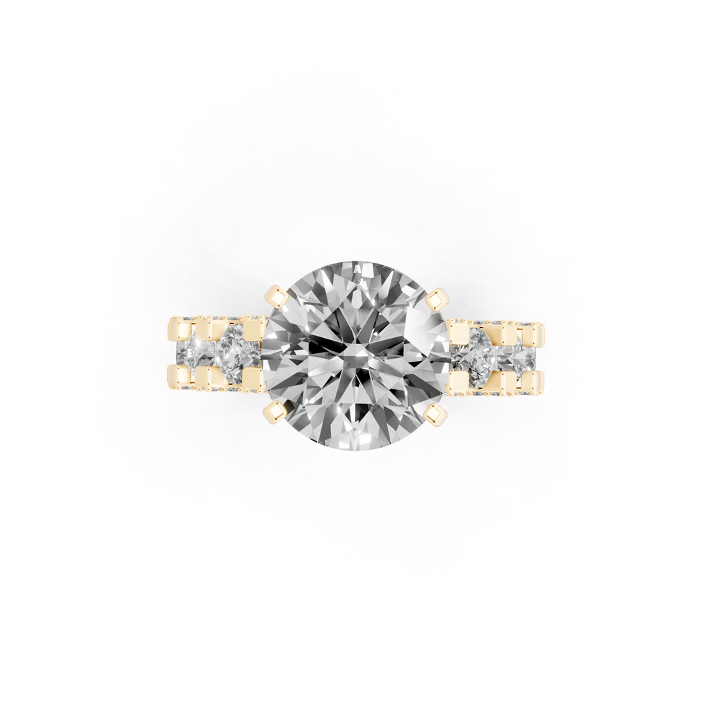 Aurelle Round Lab Grown Diamond Ring in Yellow, White, Rose Gold Tone