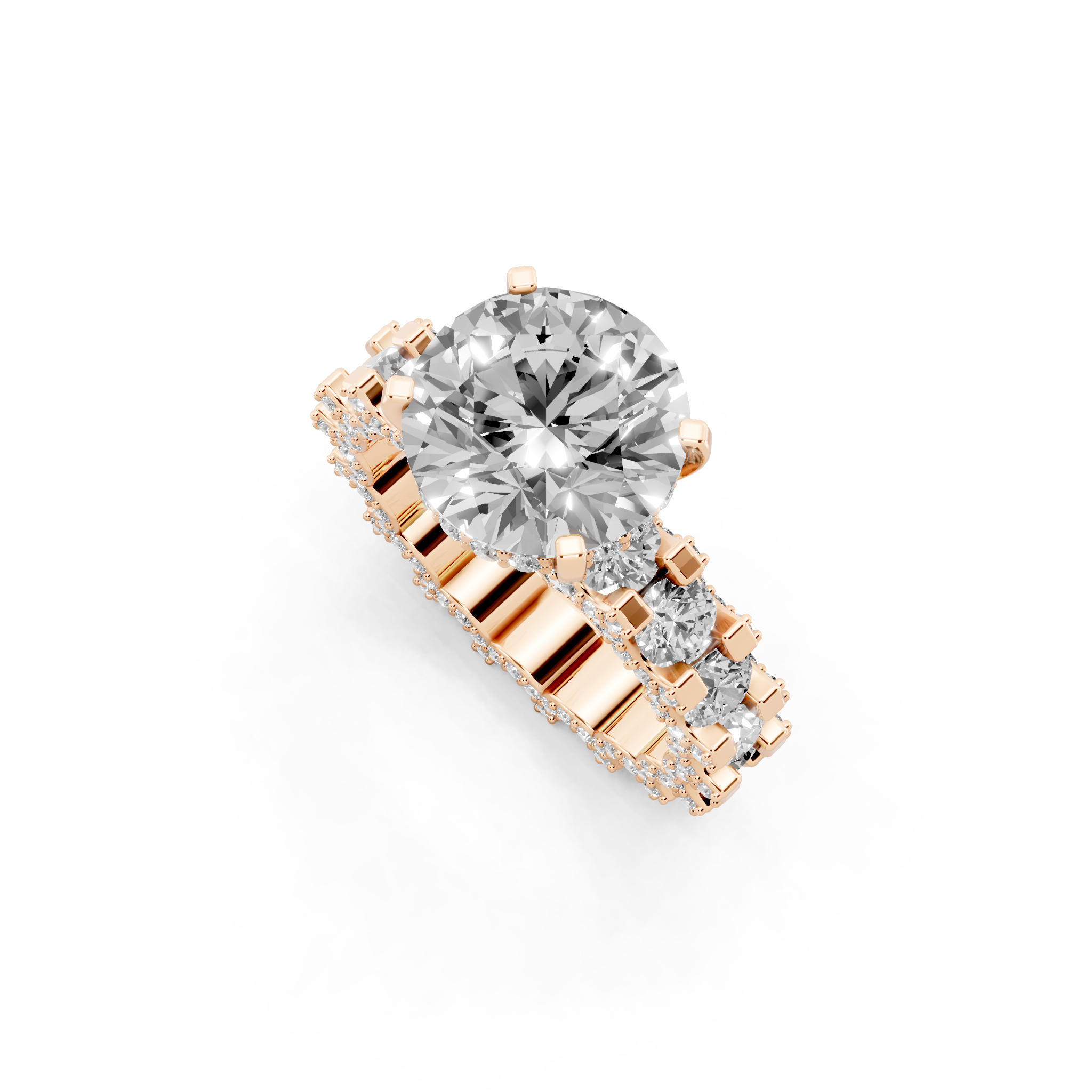 Aurelle Round Lab Grown Diamond Ring in Yellow, White, Rose Gold Tone