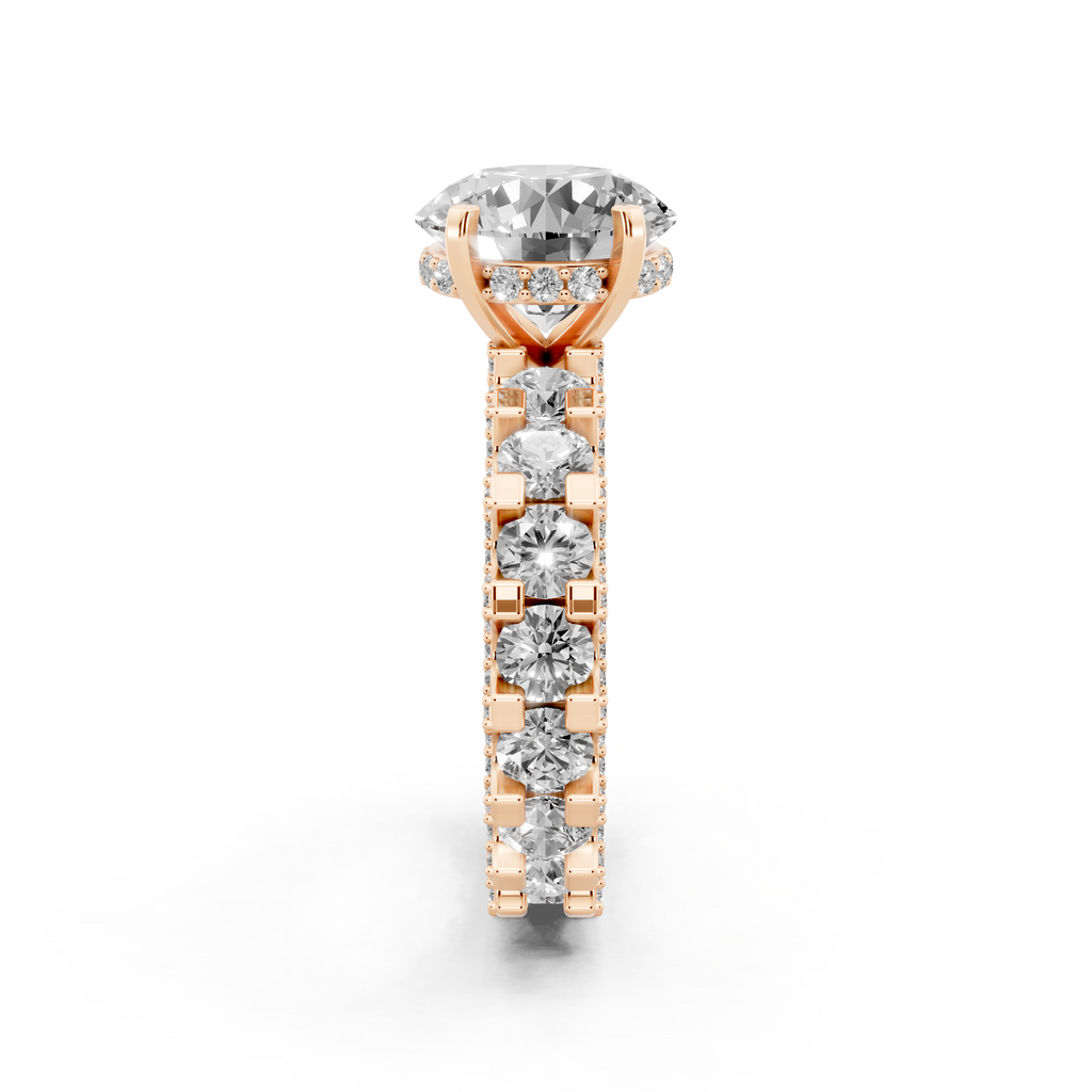 Aurelle Round Lab Grown Diamond Ring in Yellow, White, Rose Gold Tone