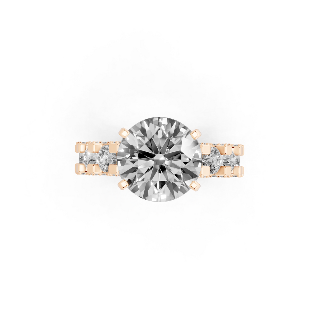 Aurelle Round Lab Grown Diamond Ring in Yellow, White, Rose Gold Tone