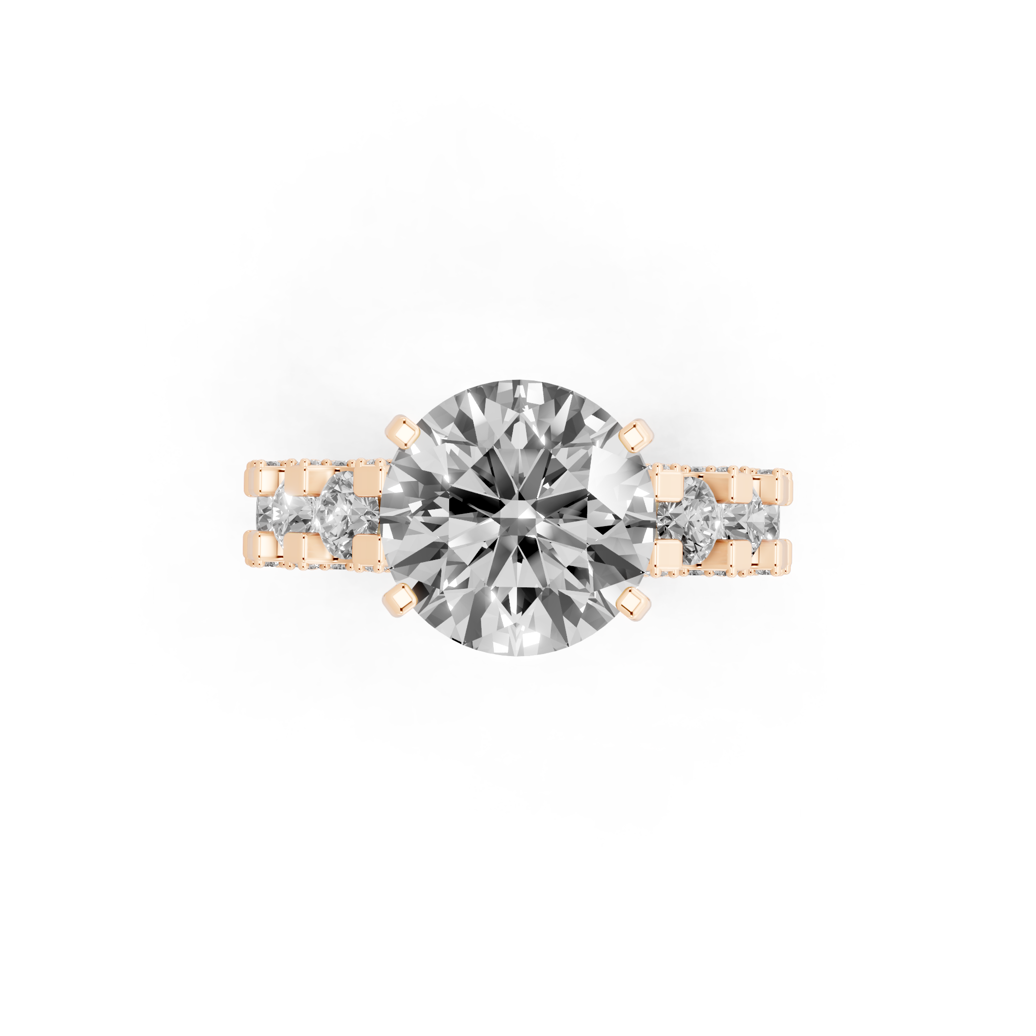 Aurelle Round Lab Grown Diamond Ring in Yellow, White, Rose Gold Tone