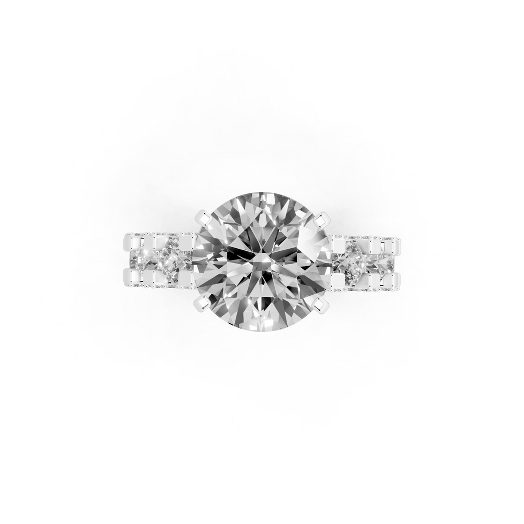 Aurelle Round Lab Grown Diamond Ring in Yellow, White, Rose Gold Tone