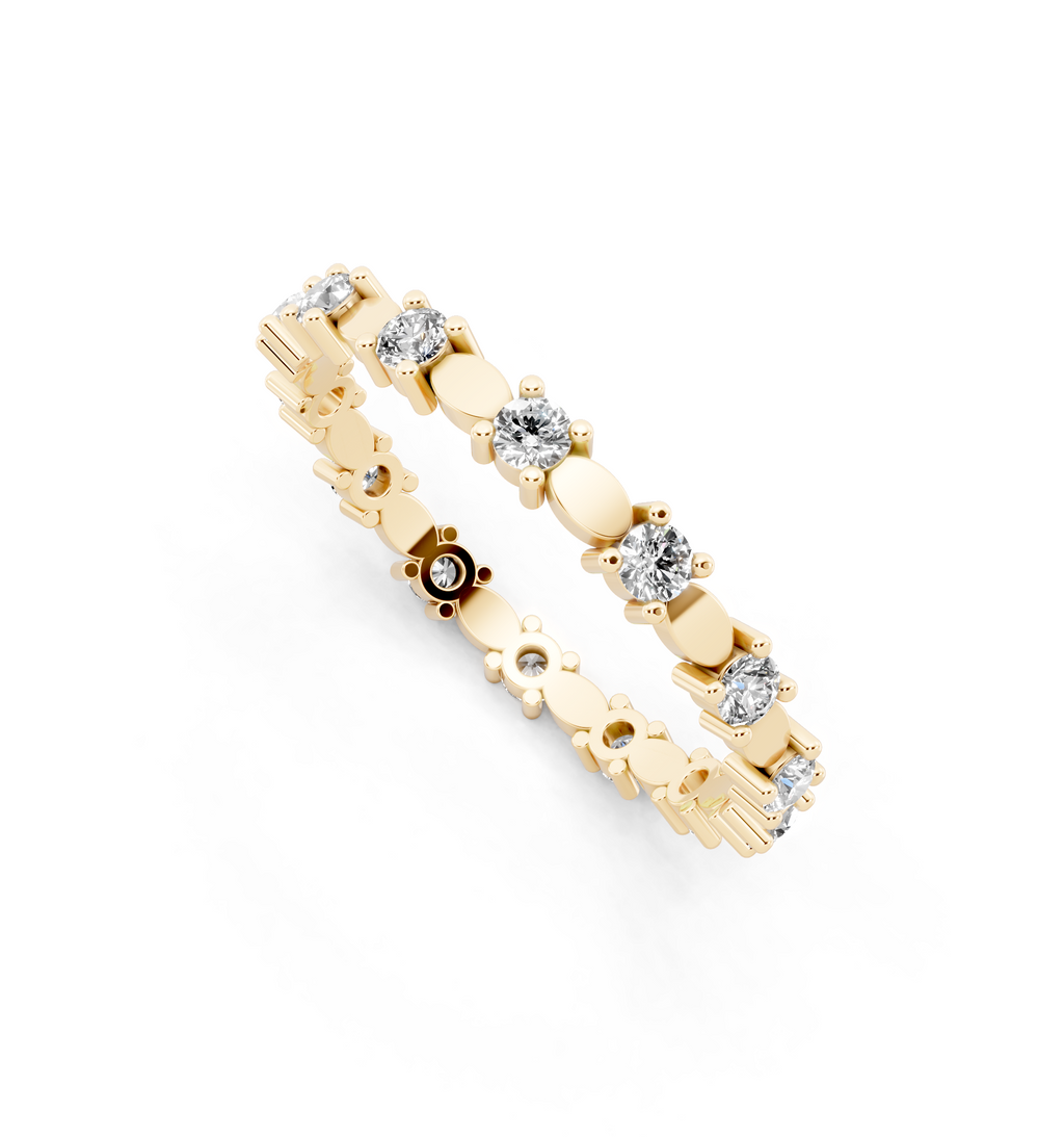 Minimalist Round Cut Lab Grown Diamond Oval Band Ring for Her