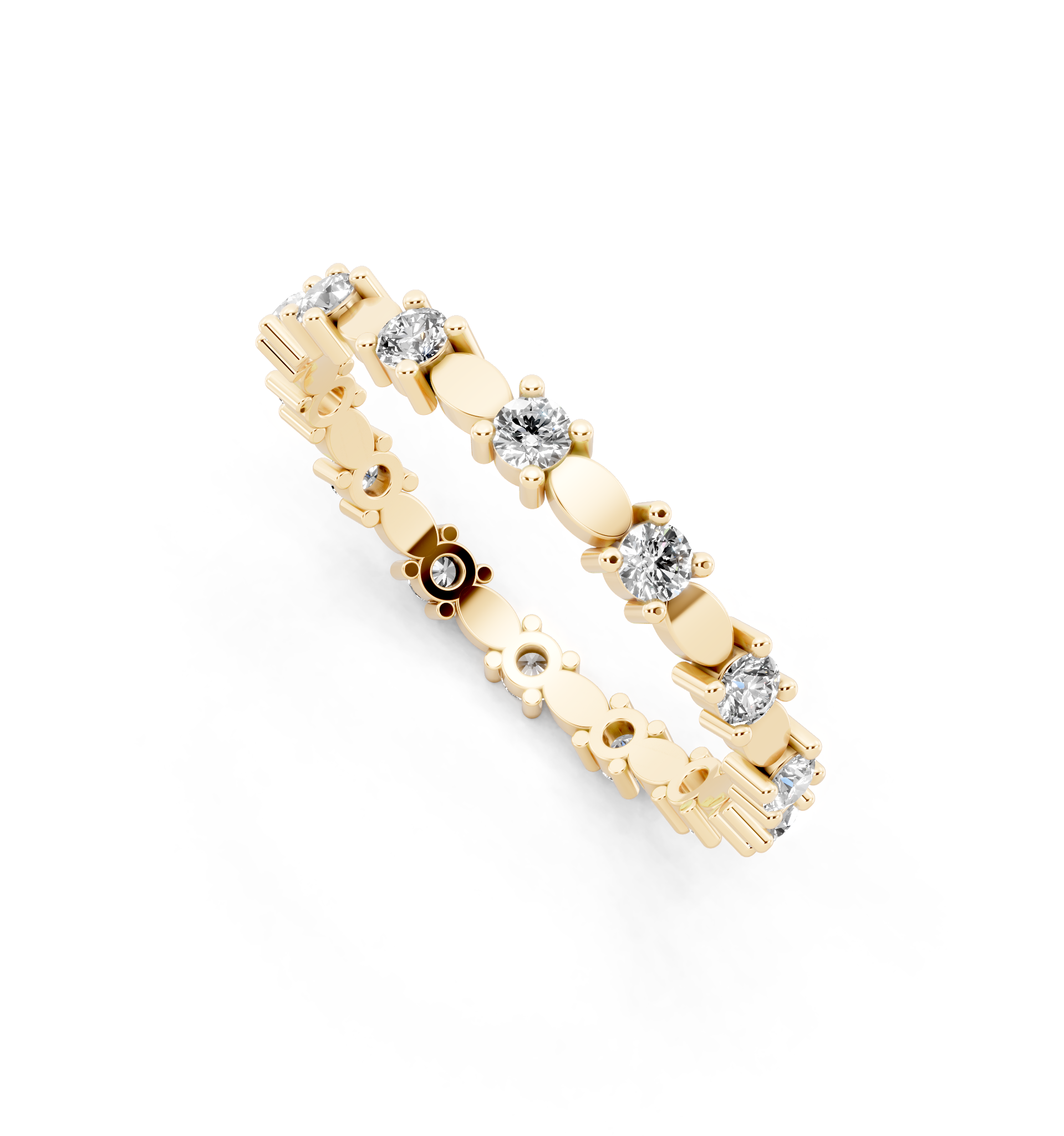 Minimalist Round Cut Lab Grown Diamond Oval Band Ring for Her