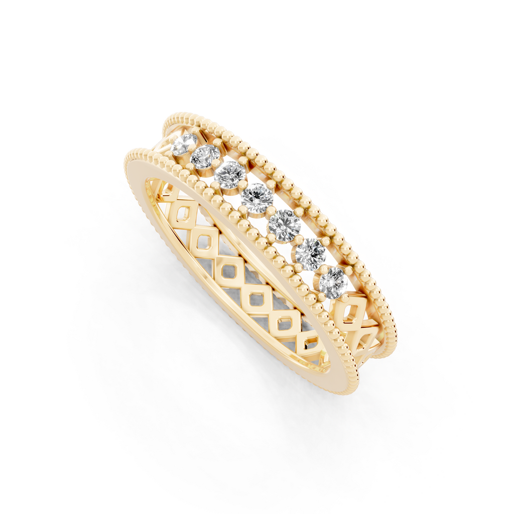 Vintage Inspired Round Cut Lab Grown Diamond Band Ring for Special Occasion