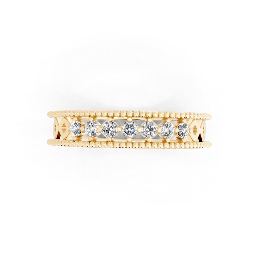 Vintage Inspired Round Cut Lab Grown Diamond Band Ring for Special Occasion