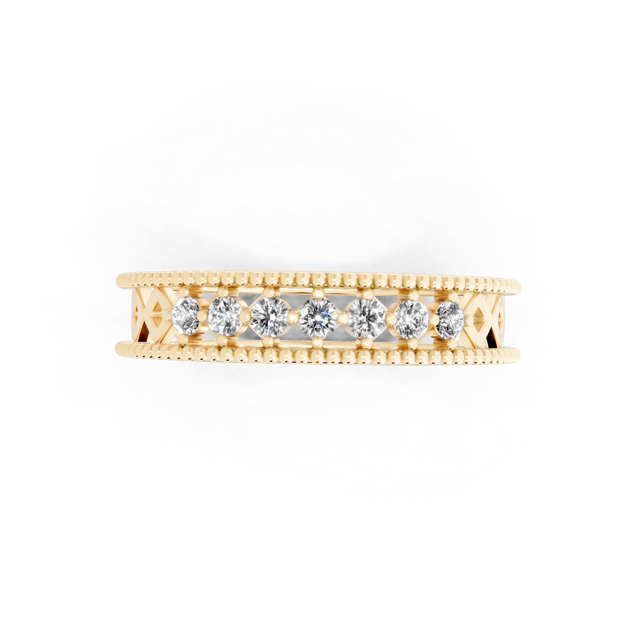 Vintage Inspired Round Cut Lab Grown Diamond Band Ring for Special Occasion