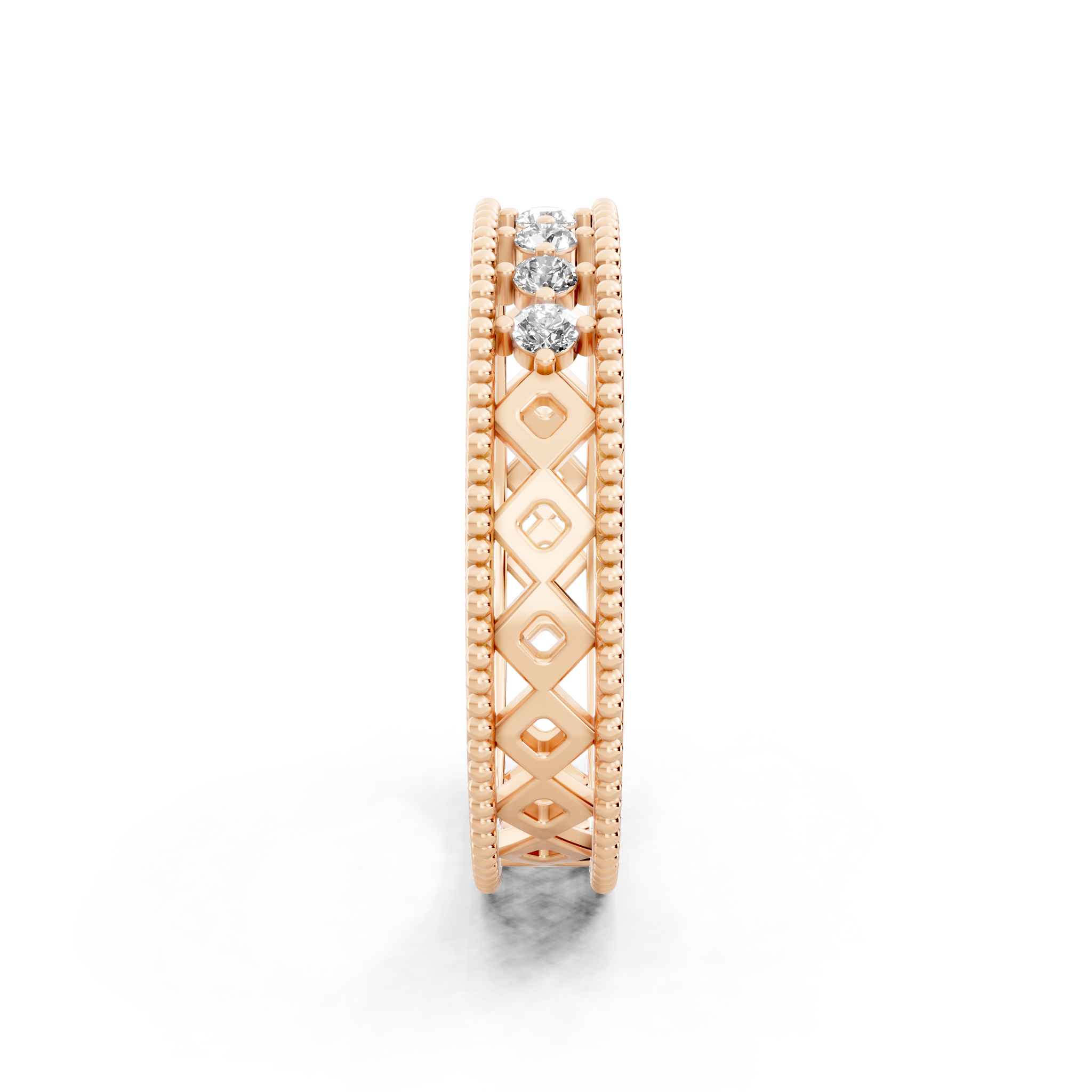 Vintage Inspired Round Cut Lab Grown Diamond Band Ring for Special Occasion