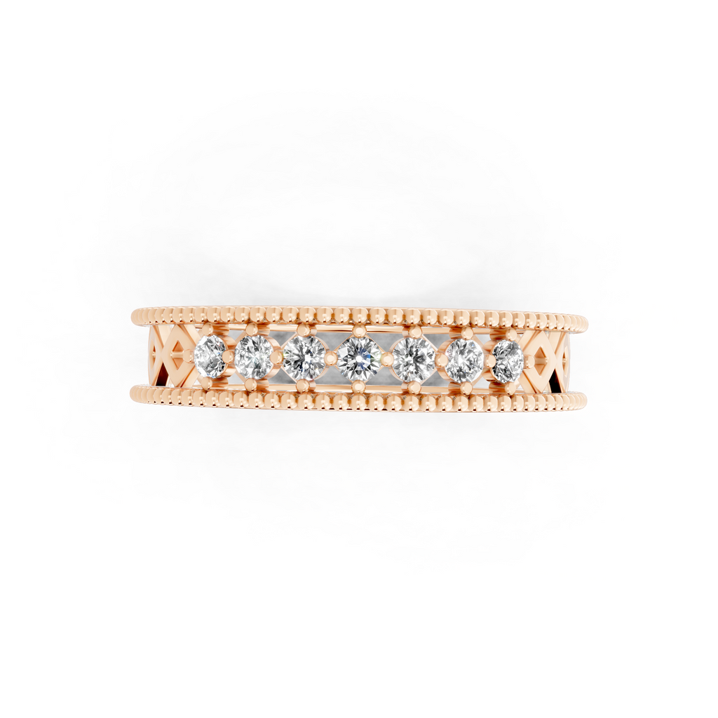 Vintage Inspired Round Cut Lab Grown Diamond Band Ring for Special Occasion