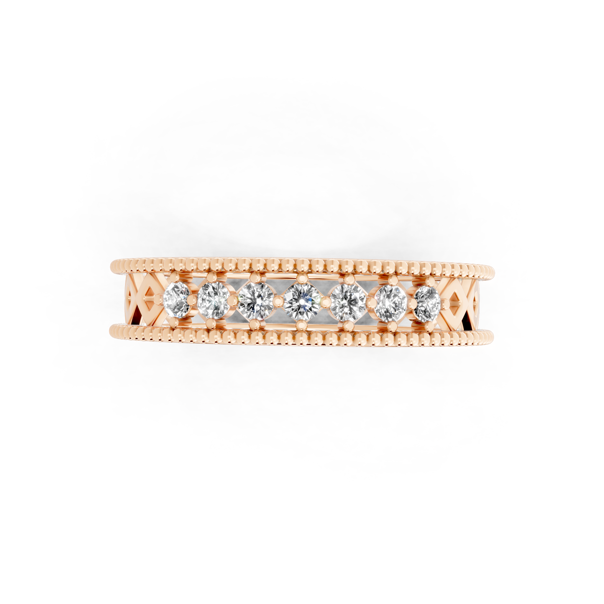 Vintage Inspired Round Cut Lab Grown Diamond Band Ring for Special Occasion