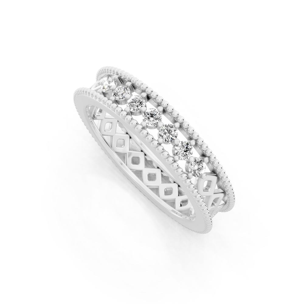 Vintage Inspired Round Cut Lab Grown Diamond Band Ring for Special Occasion