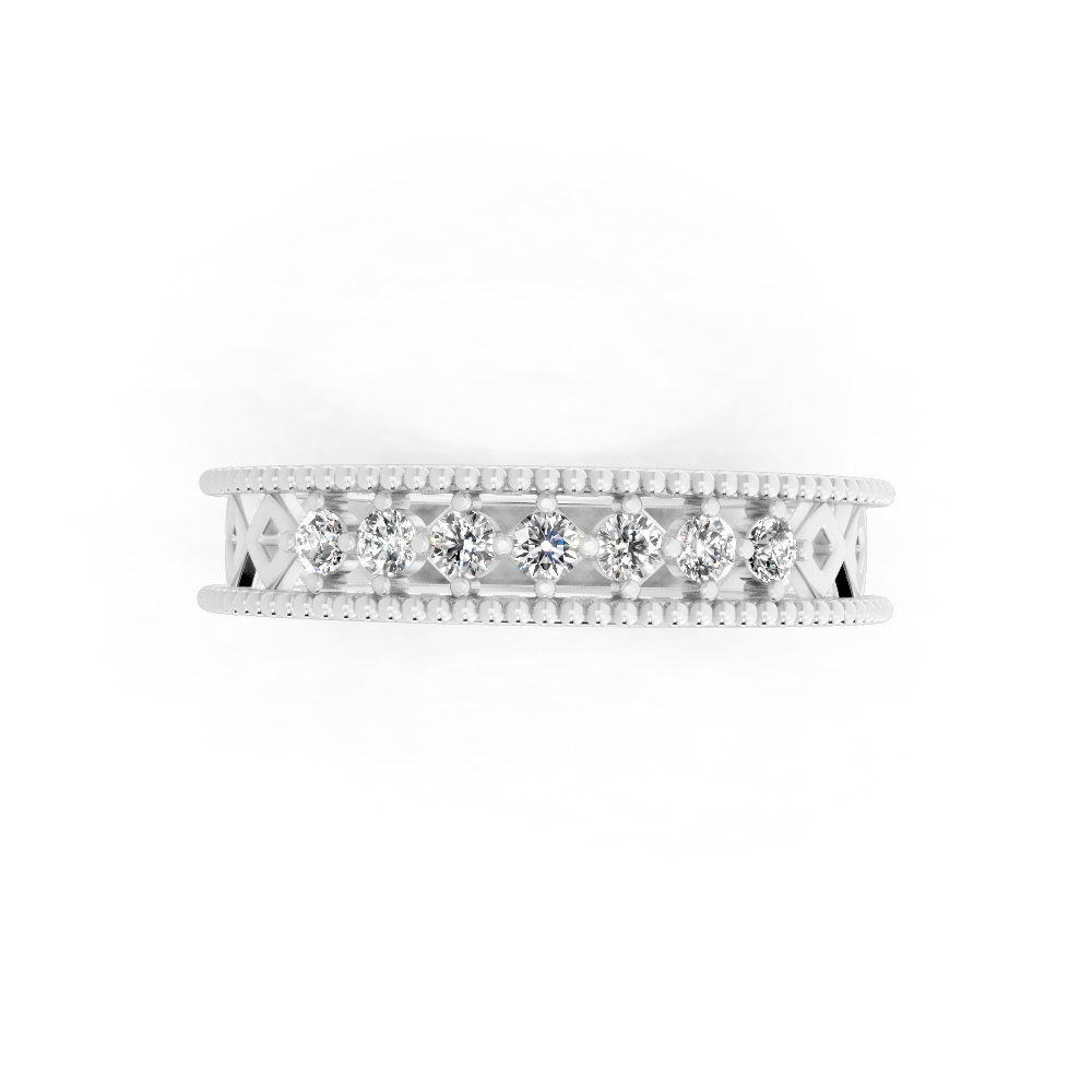 Vintage Inspired Round Cut Lab Grown Diamond Band Ring for Special Occasion