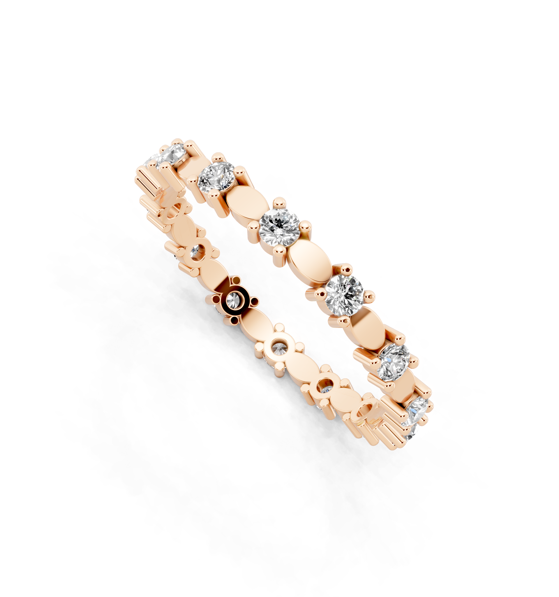 Minimalist Round Cut Lab Grown Diamond Oval Band Ring for Her