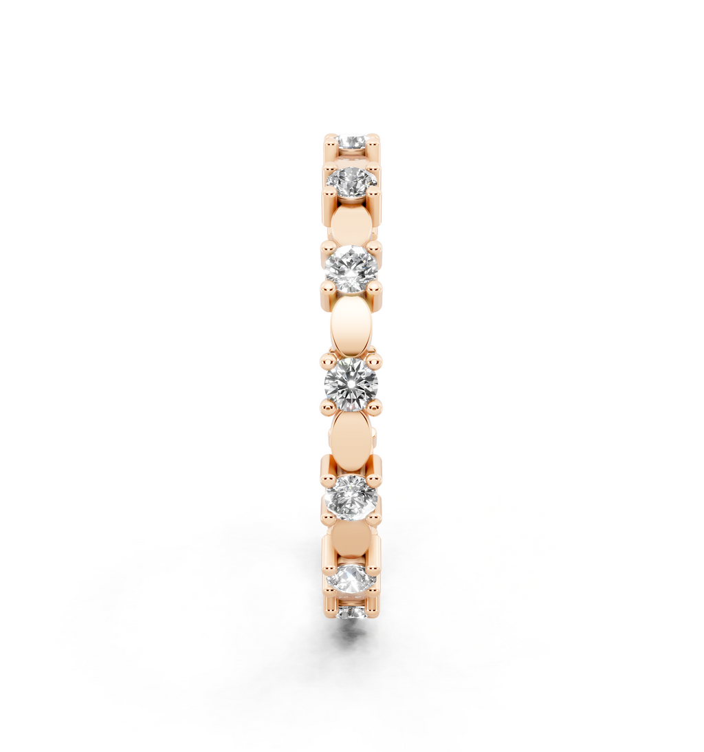 Minimalist Round Cut Lab Grown Diamond Oval Band Ring for Her
