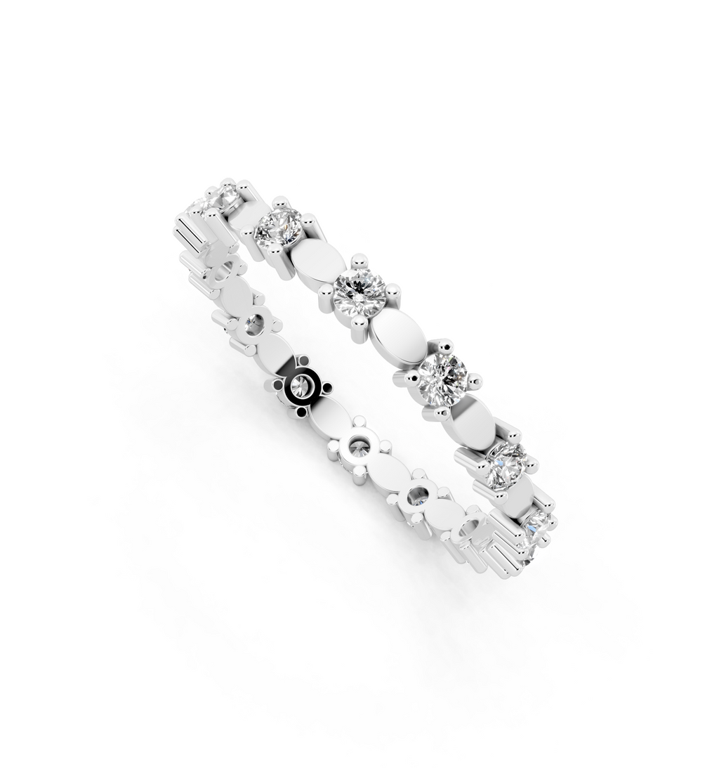 Minimalist Round Cut Lab Grown Diamond Oval Band Ring for Her