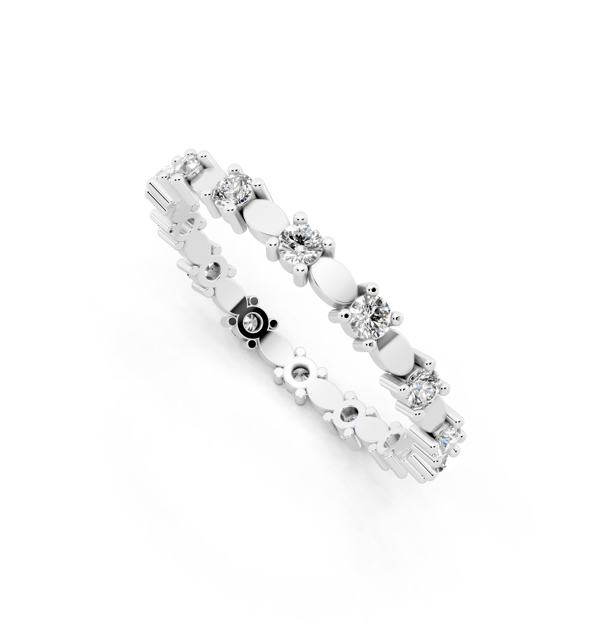 Minimalist Round Cut Lab Grown Diamond Oval Band Ring for Her