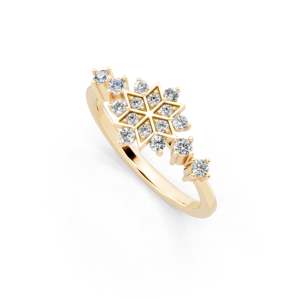 Unique Round Brilliant Cut Lab Grown Diamond Snowflake Cluster Ring for Her