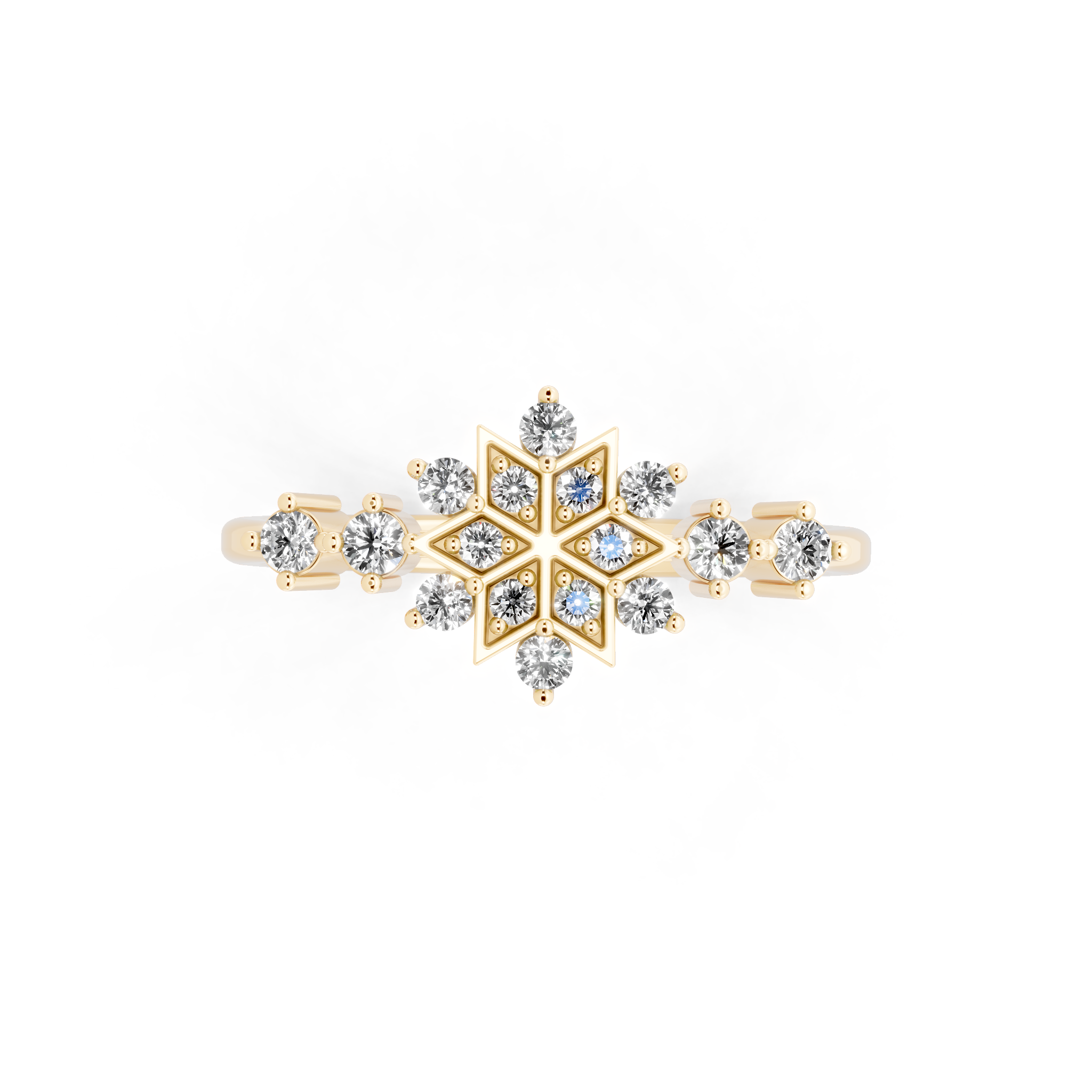 Unique Round Brilliant Cut Lab Grown Diamond Snowflake Cluster Ring for Her