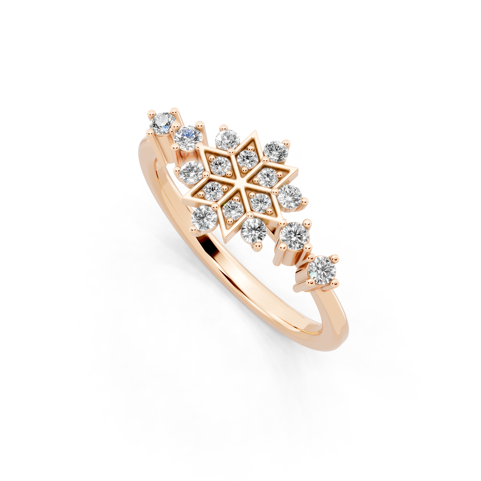 Unique Round Brilliant Cut Lab Grown Diamond Snowflake Cluster Ring for Her