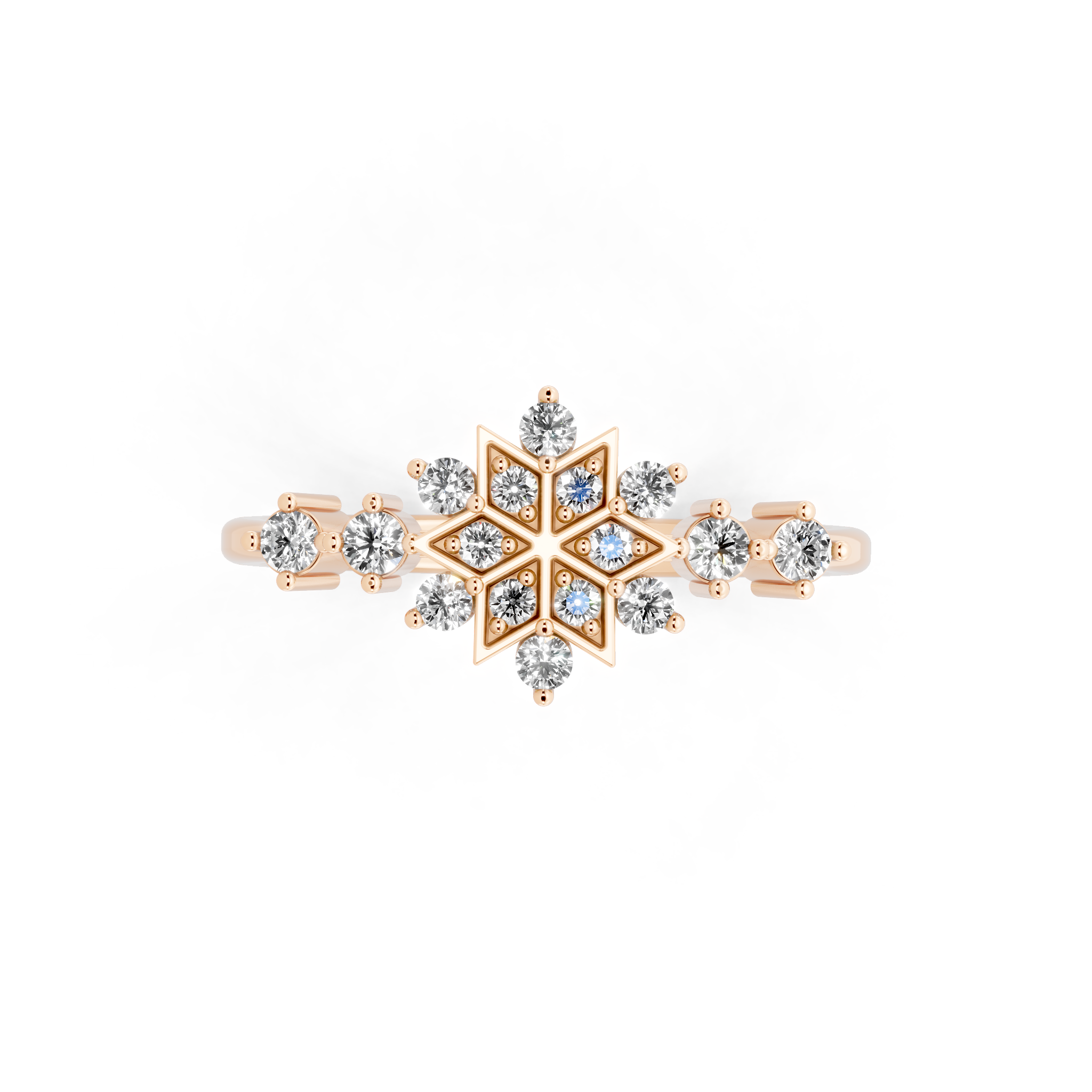 Unique Round Brilliant Cut Lab Grown Diamond Snowflake Cluster Ring for Her