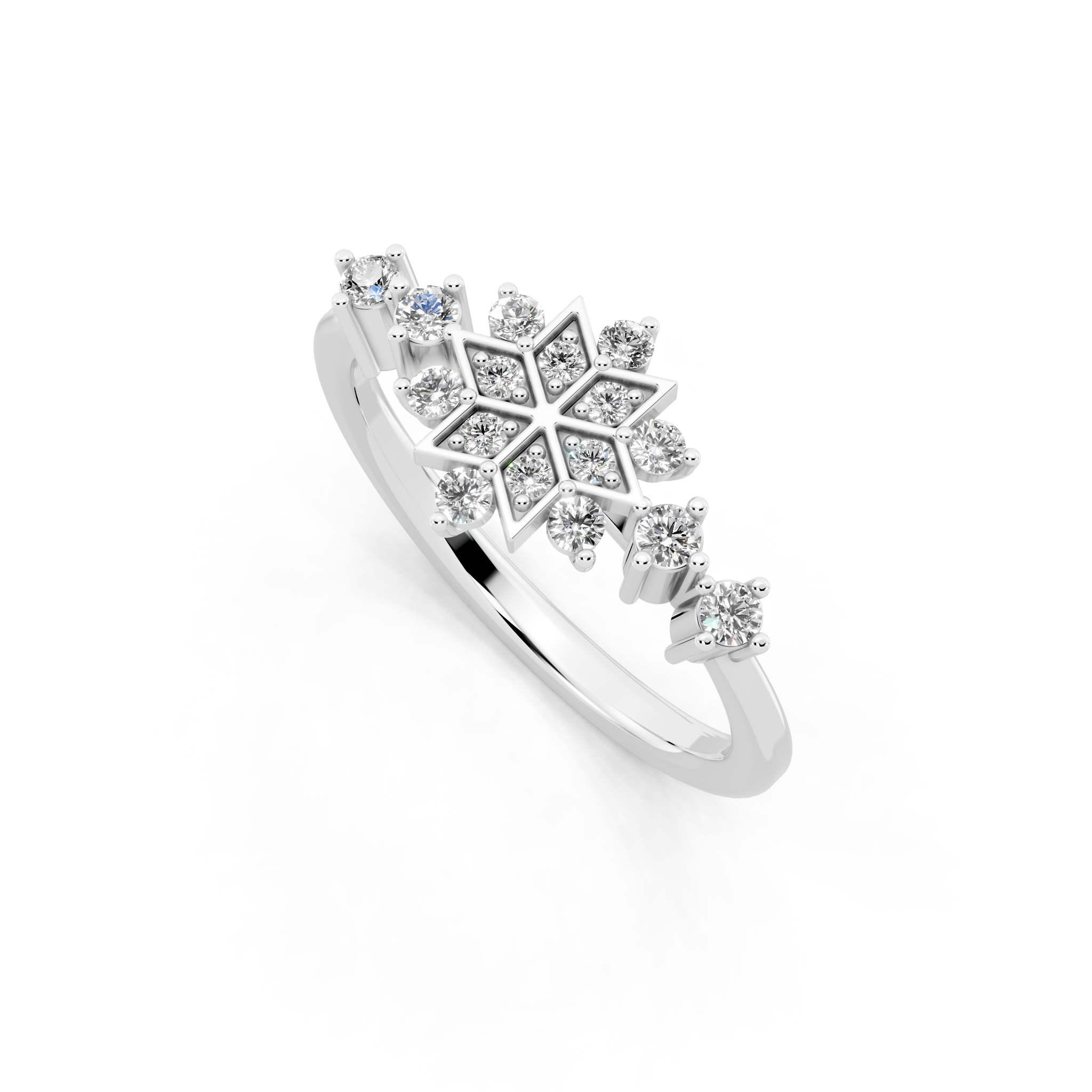 Unique Round Brilliant Cut Lab Grown Diamond Snowflake Cluster Ring for Her