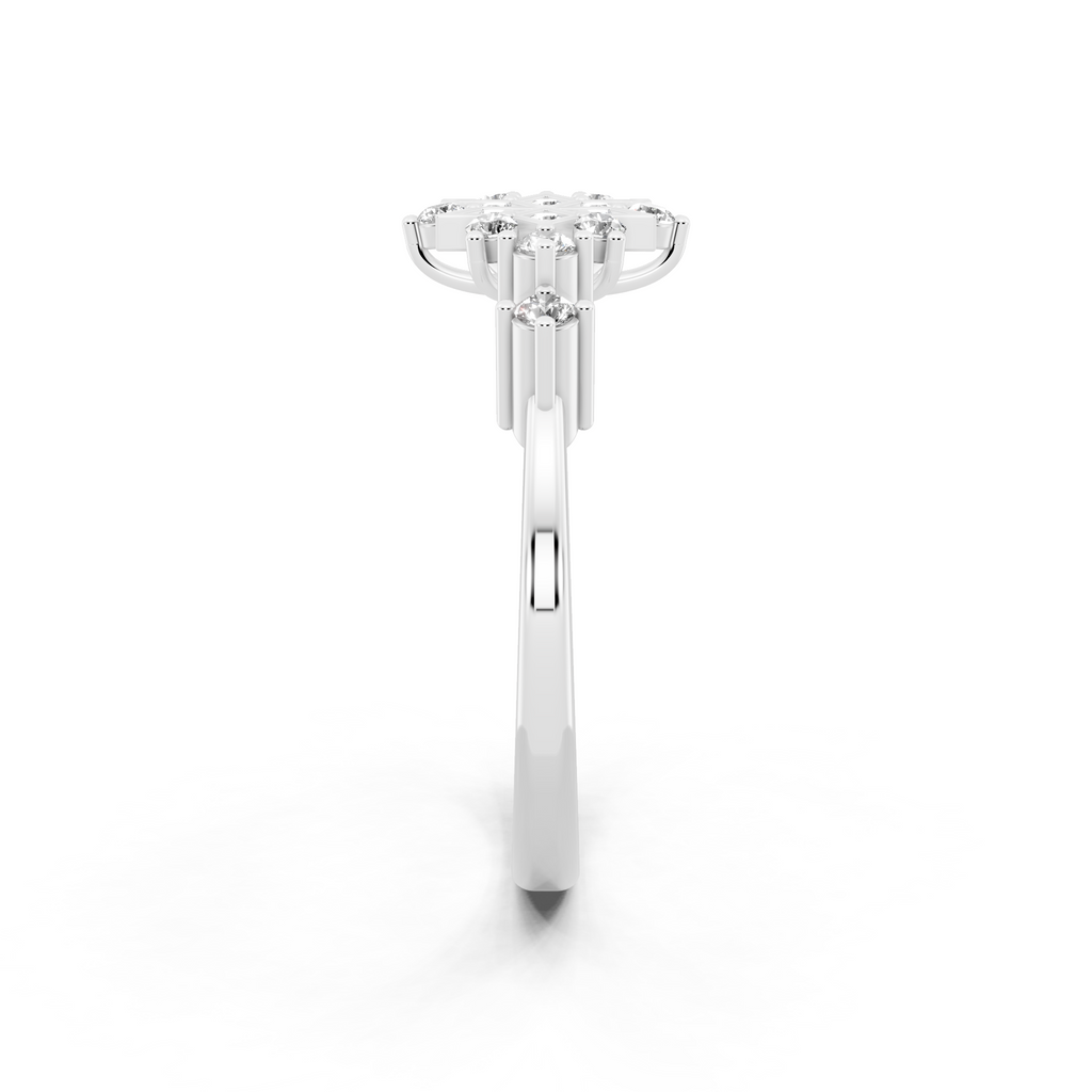 Unique Round Brilliant Cut Lab Grown Diamond Snowflake Cluster Ring for Her