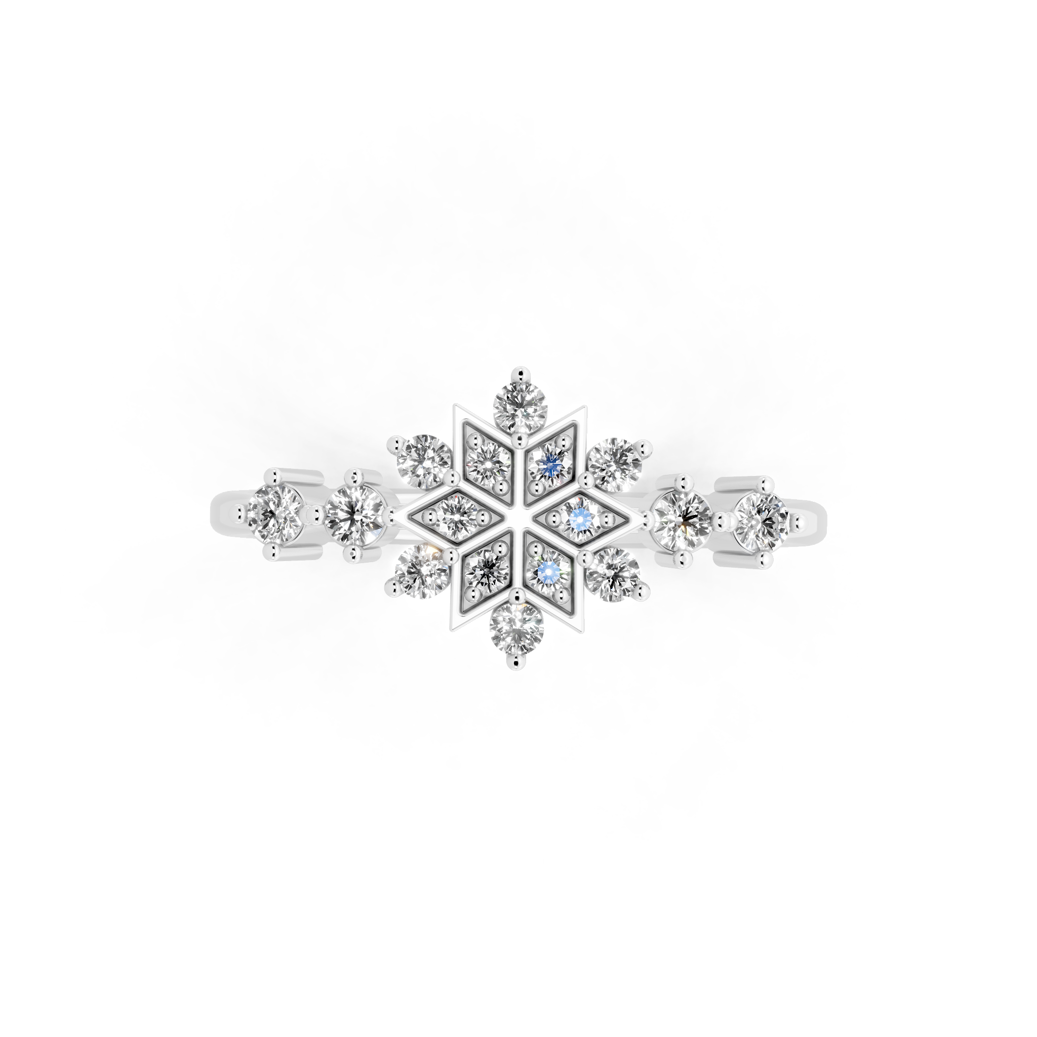 Unique Round Brilliant Cut Lab Grown Diamond Snowflake Cluster Ring for Her