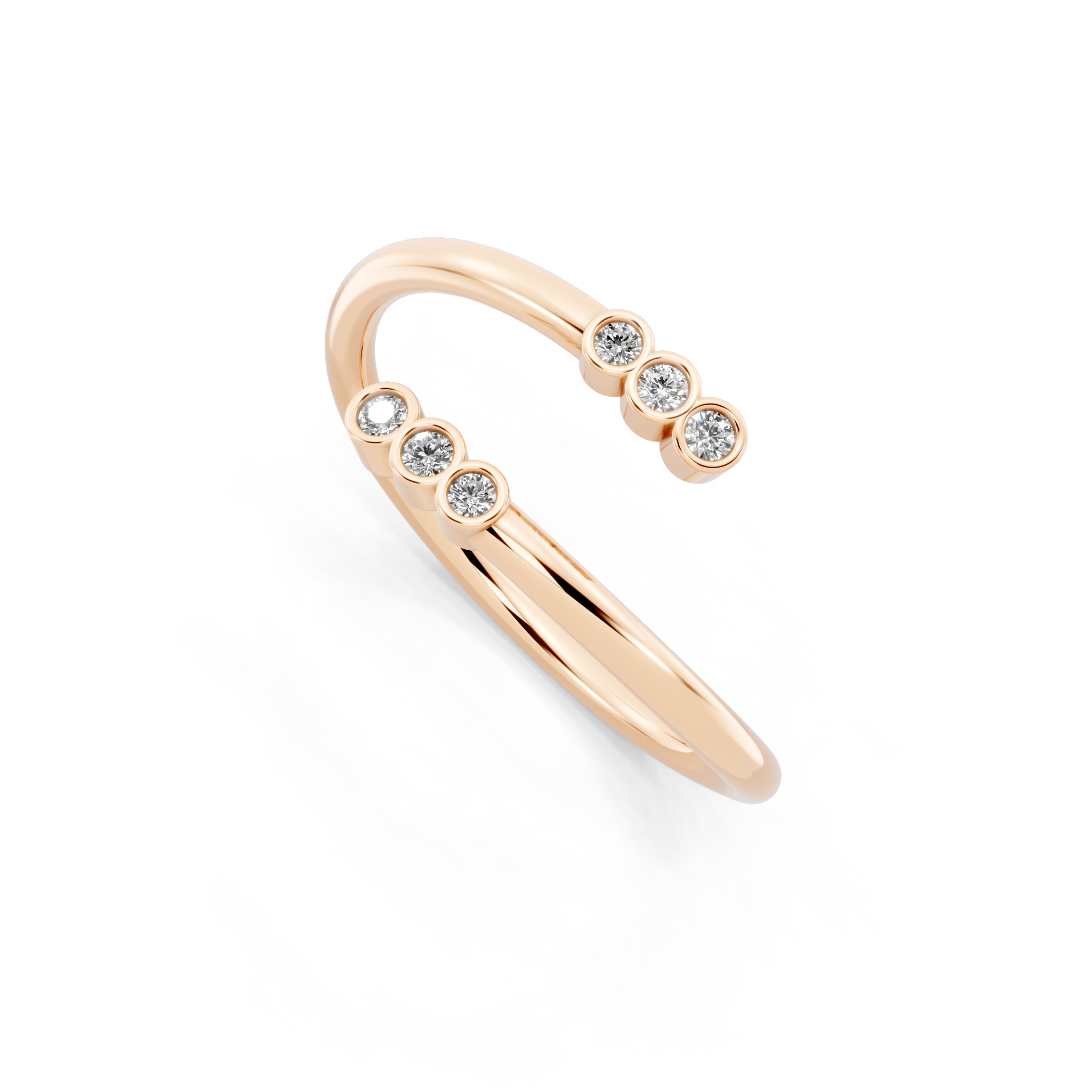Modern Open Cuff Round Cut Lab Grown Diamond Anniversary Ring