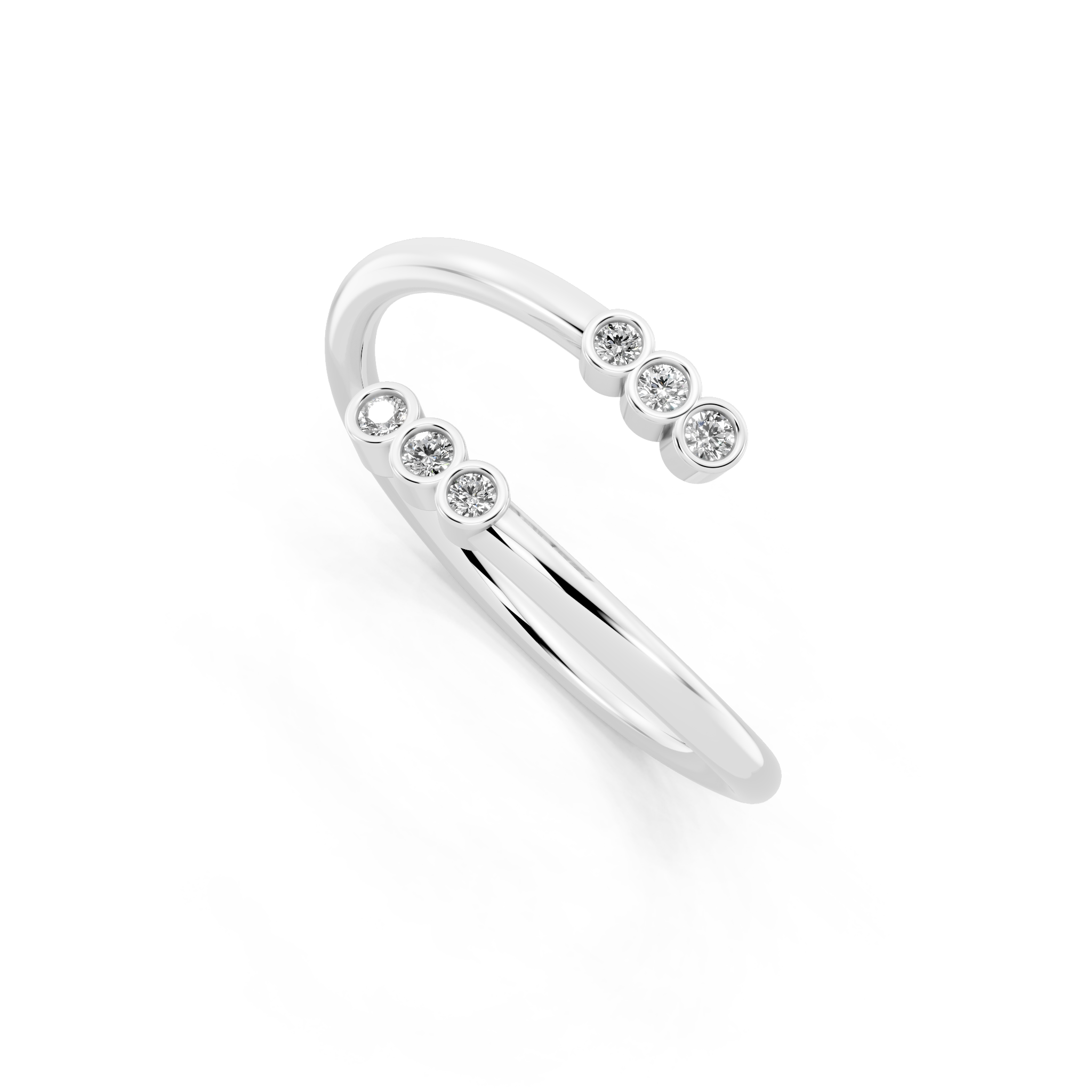Modern Open Cuff Round Cut Lab Grown Diamond Anniversary Ring