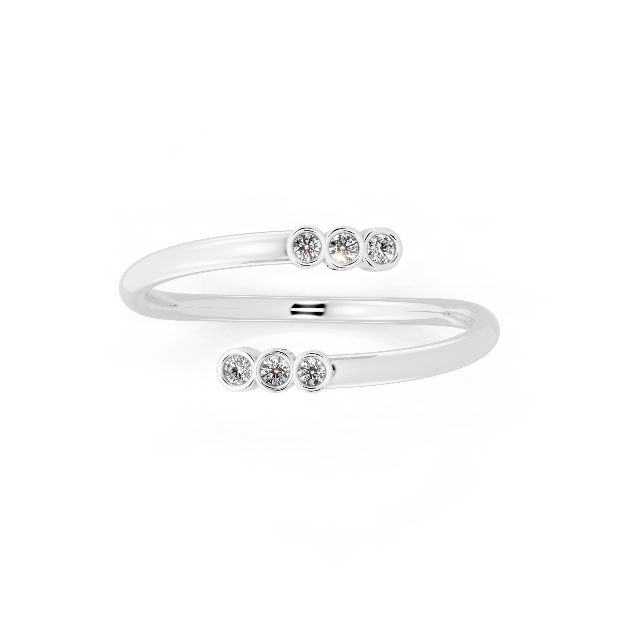 Modern Open Cuff Round Cut Lab Grown Diamond Anniversary Ring