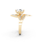 Modern Layered Crossover Ring in Gold with Round Lab Created Diamond
