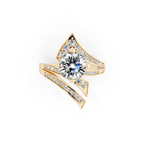 Modern Layered Crossover Ring in Gold with Round Lab Created Diamond