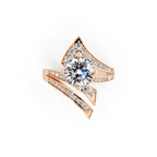 Modern Layered Crossover Ring in Gold with Round Lab Created Diamond