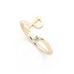 Minimalist Letter P Ring with Lab Created Diamond Accent
