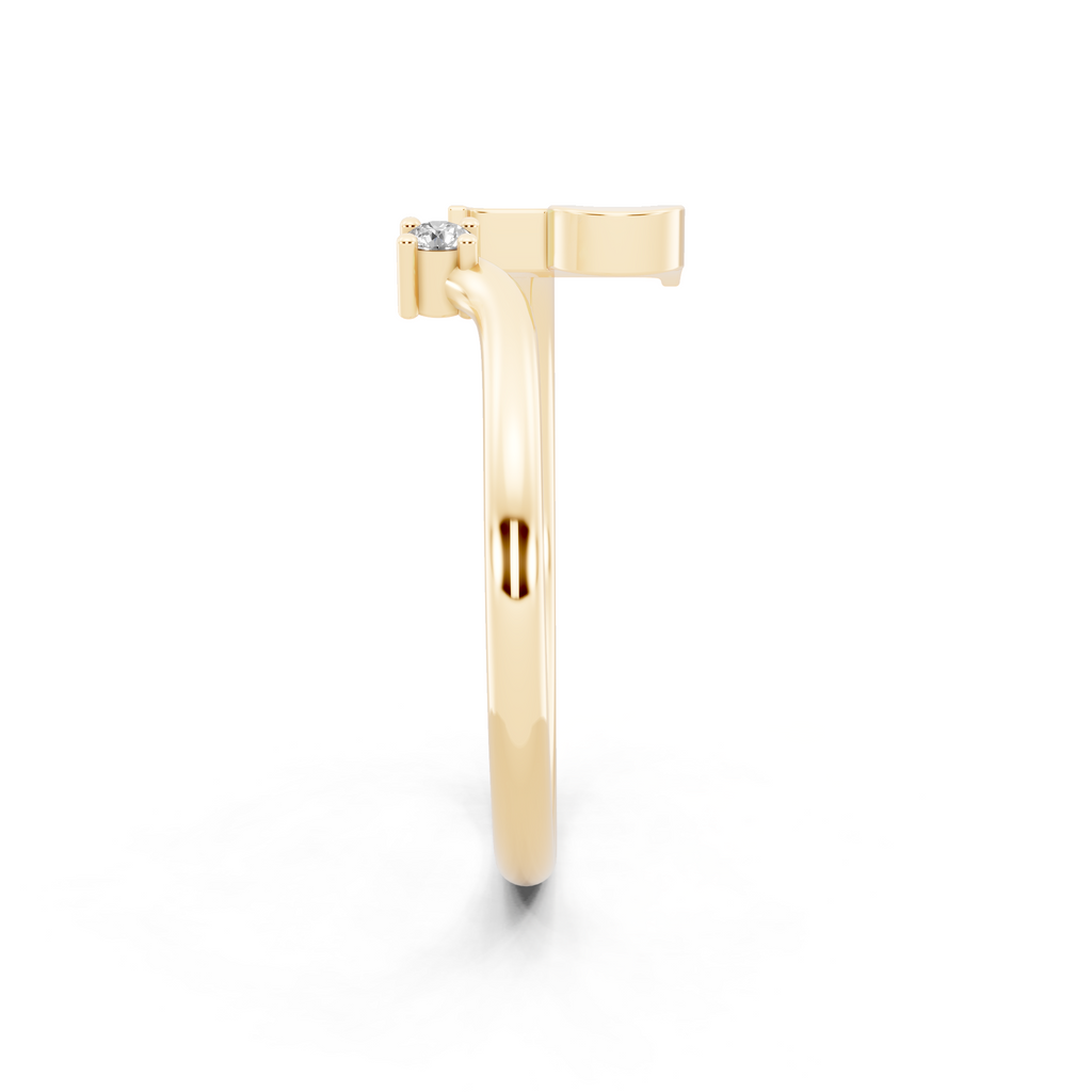 Minimalist Letter P Ring with Lab Created Diamond Accent