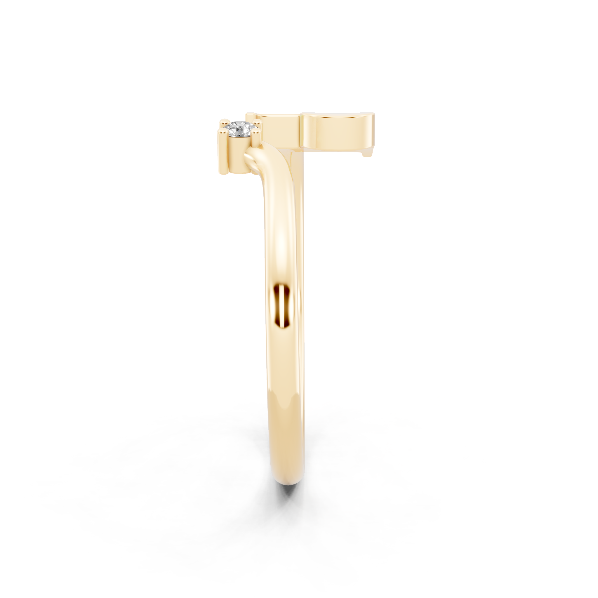 Minimalist Letter P Ring with Lab Created Diamond Accent