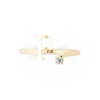 Minimalist Letter P Ring with Lab Created Diamond Accent