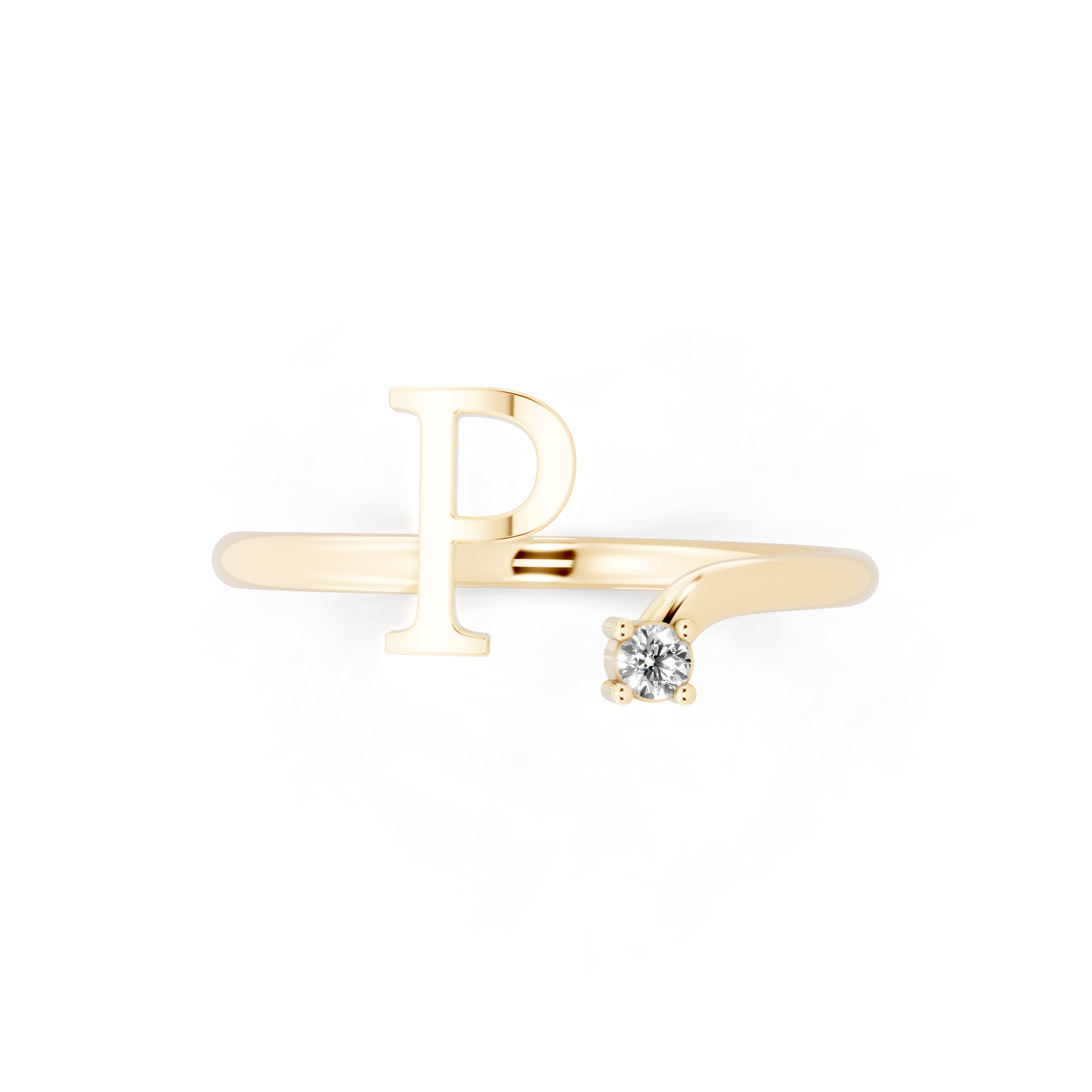 Minimalist Letter P Ring with Lab Created Diamond Accent
