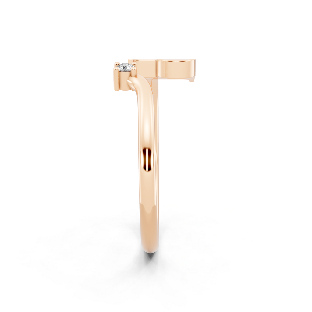 Minimalist Letter P Ring with Lab Created Diamond Accent