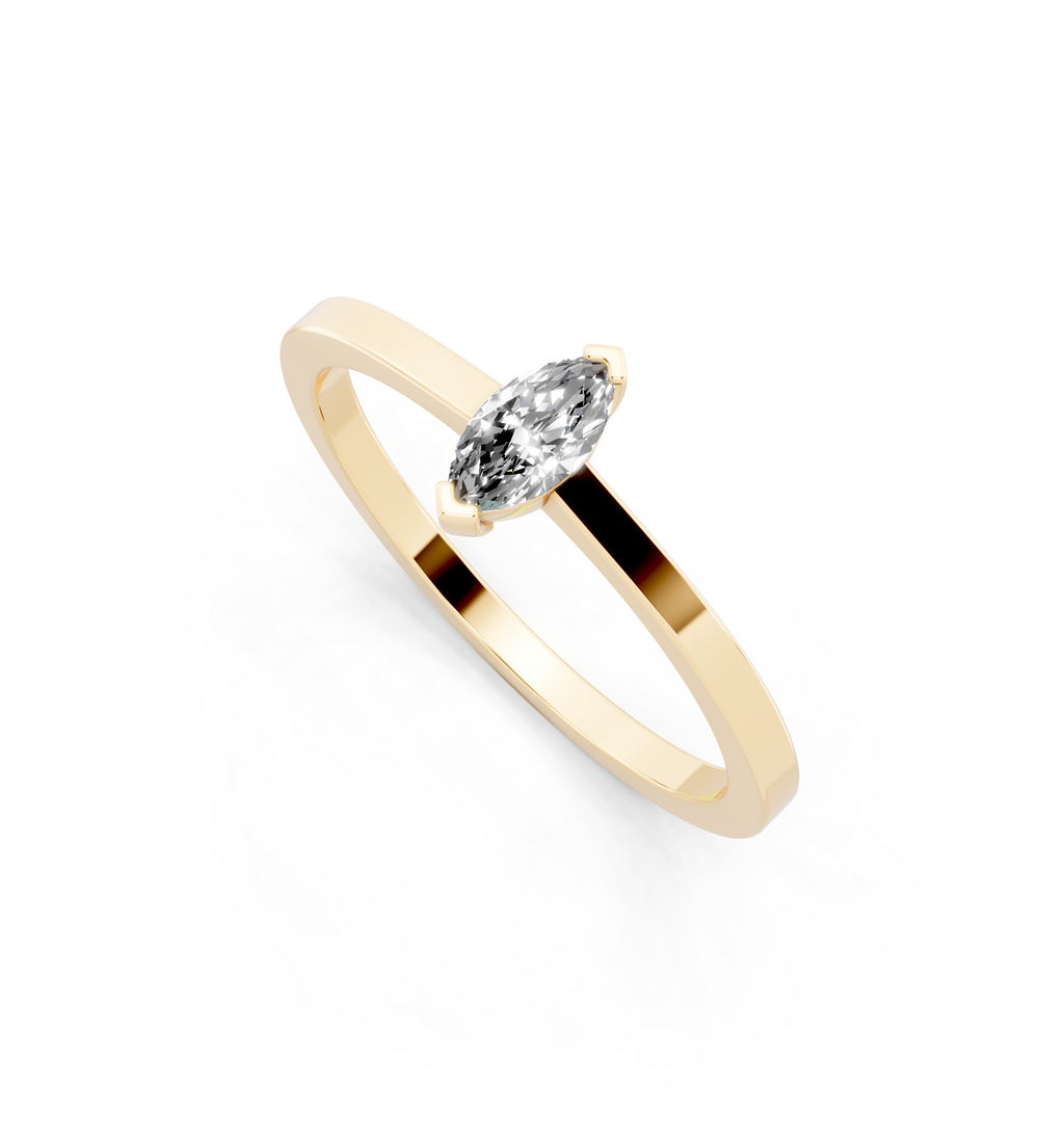 Modern Marquise Cut Lab Grown Diamond Solitaire Band Ring for Women