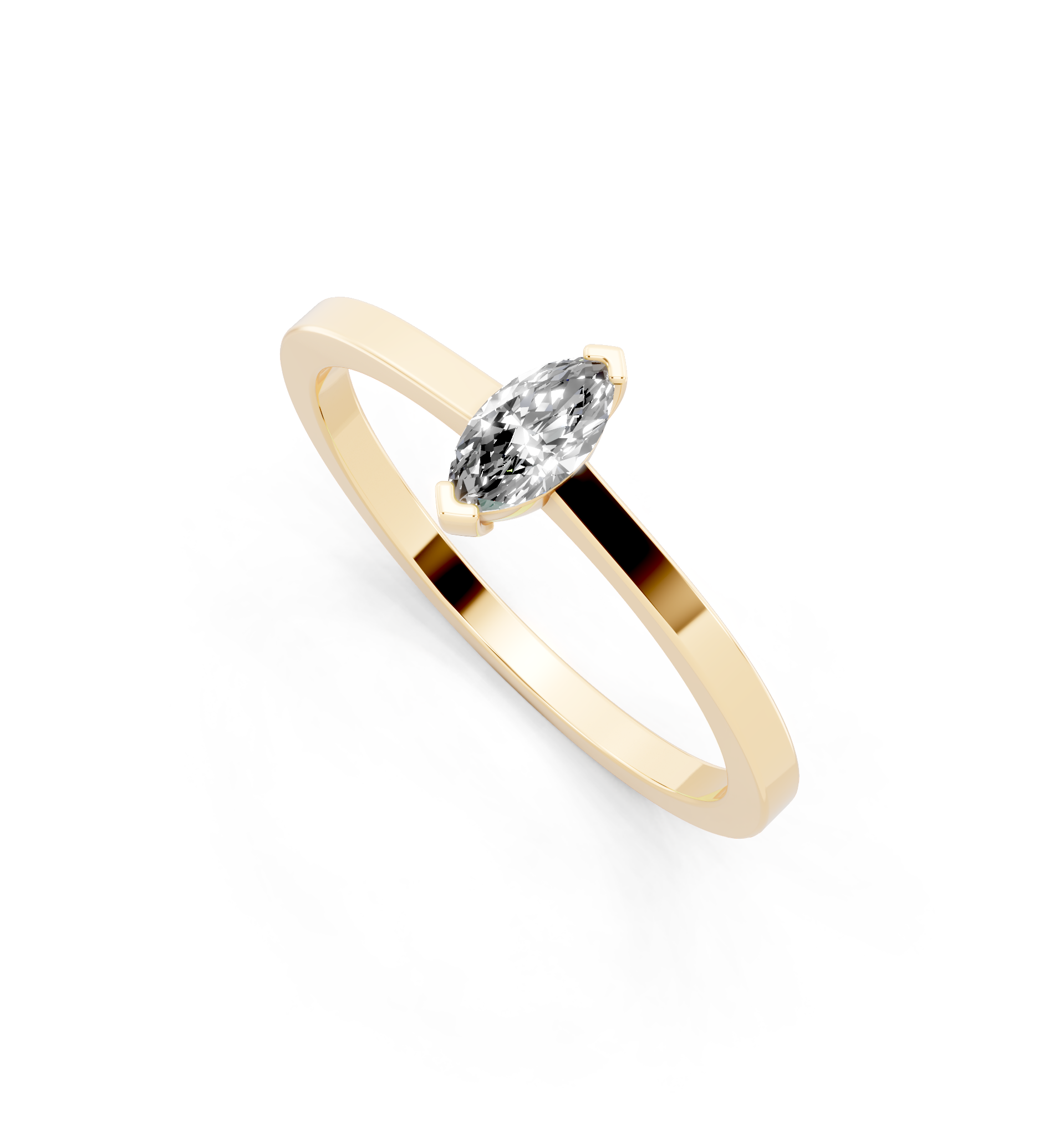 Modern Marquise Cut Lab Grown Diamond Solitaire Band Ring for Women