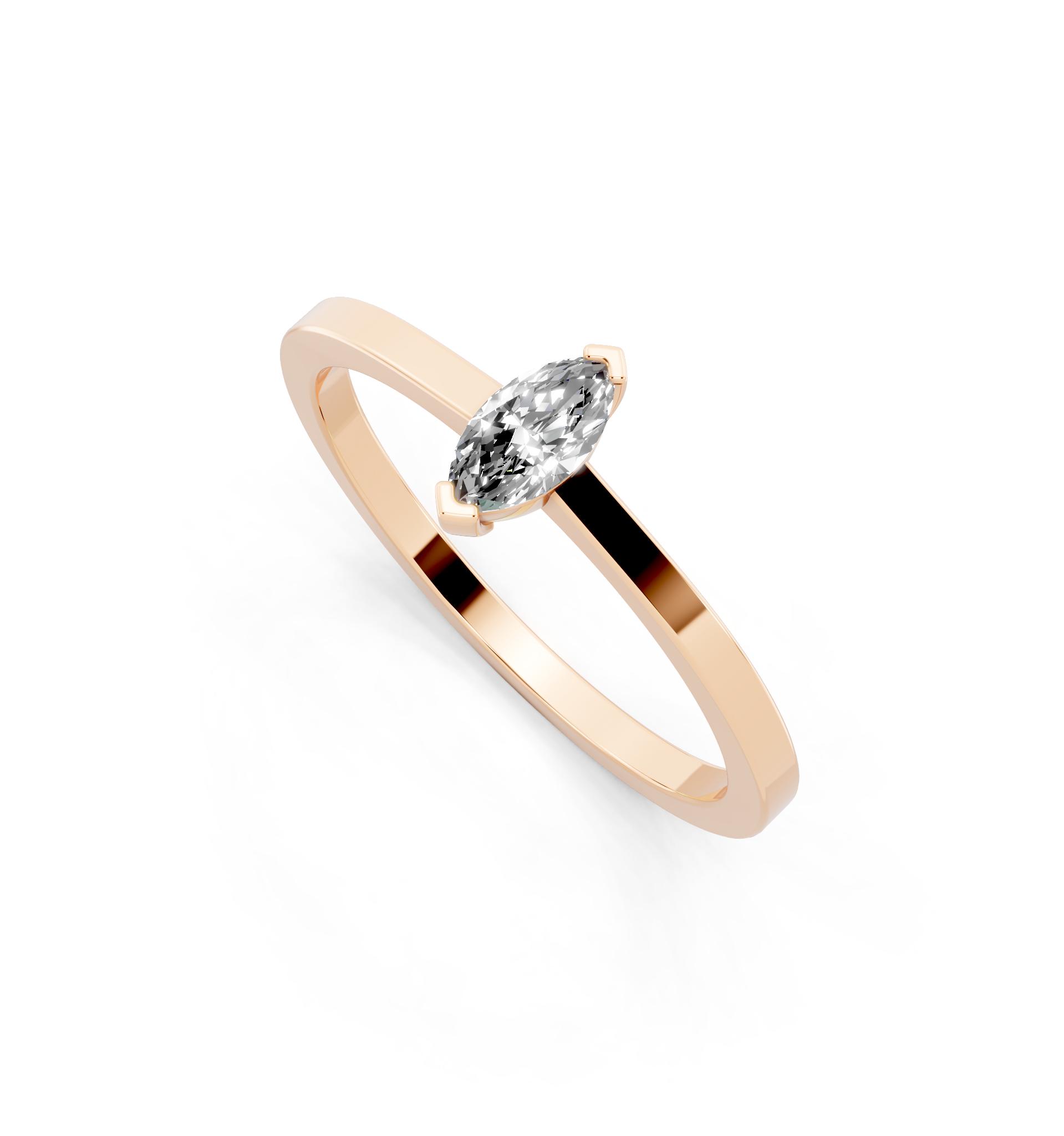 Modern Marquise Cut Lab Grown Diamond Solitaire Band Ring for Women