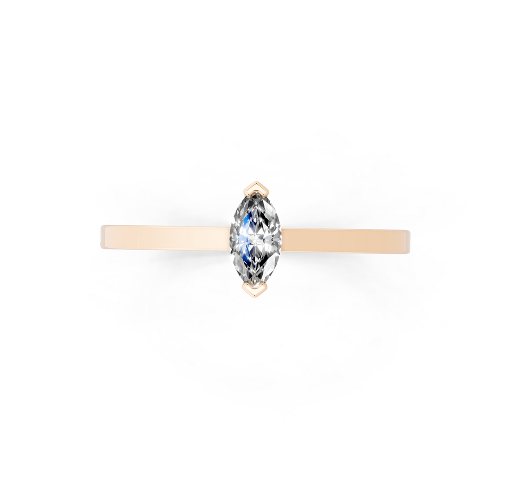 Modern Marquise Cut Lab Grown Diamond Solitaire Band Ring for Women