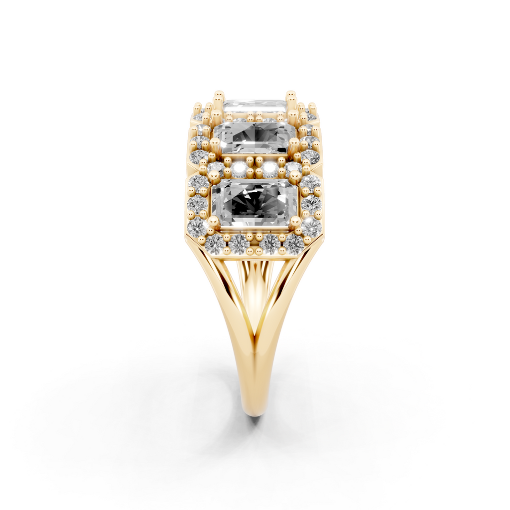 Pave & Halo Framed Emerald-Cut Lab Created Diamond Anniversary Ring for Her